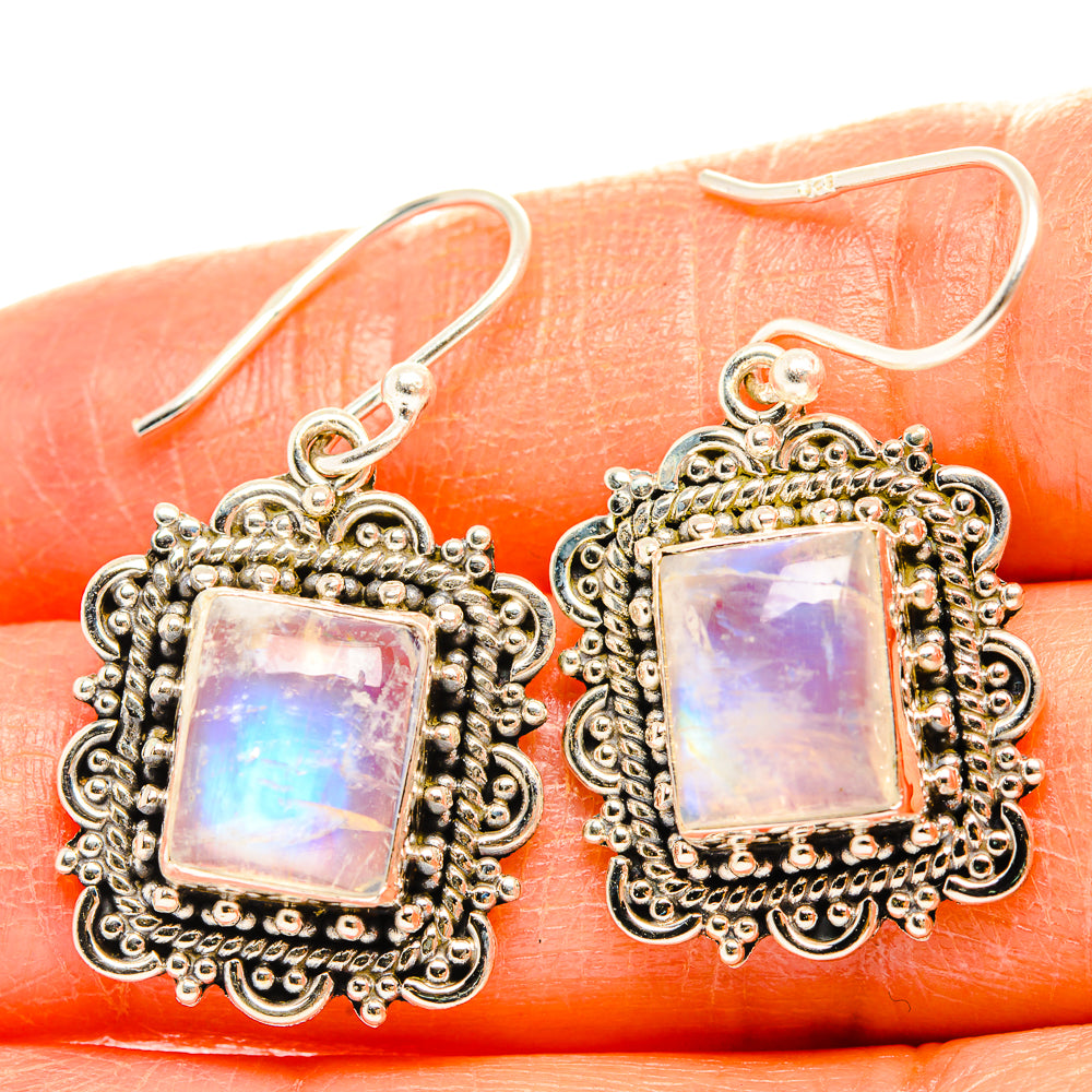 Rainbow Moonstone Earrings handcrafted by Ana Silver Co - EARR429420