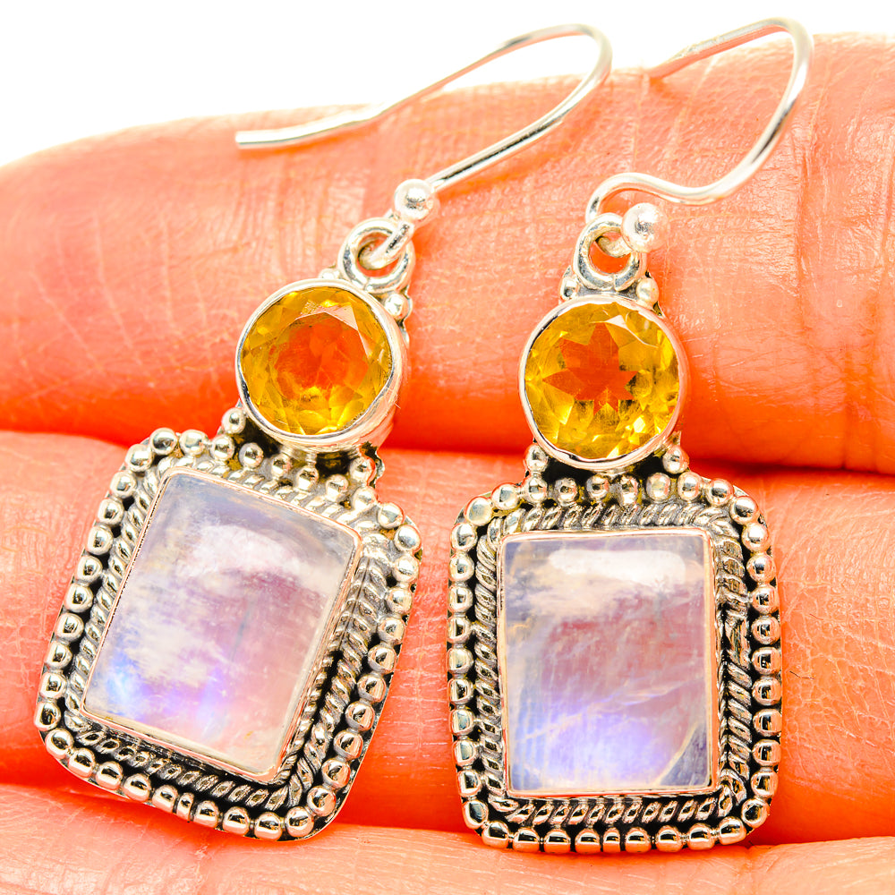 Rainbow Moonstone Earrings handcrafted by Ana Silver Co - EARR429422