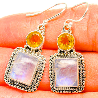 Rainbow Moonstone Earrings handcrafted by Ana Silver Co - EARR429422