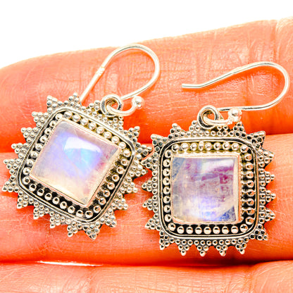 Rainbow Moonstone Earrings handcrafted by Ana Silver Co - EARR429423