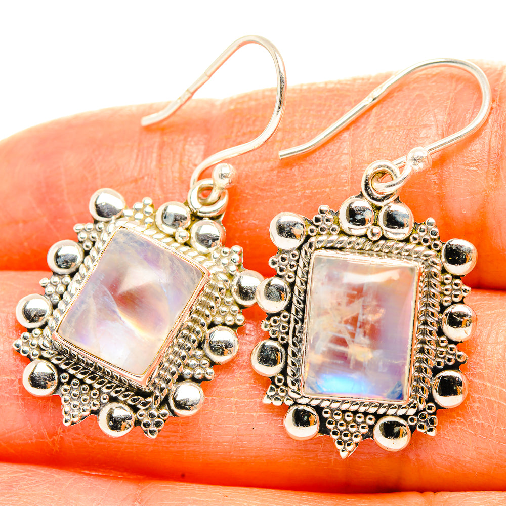 Rainbow Moonstone Earrings handcrafted by Ana Silver Co - EARR429424