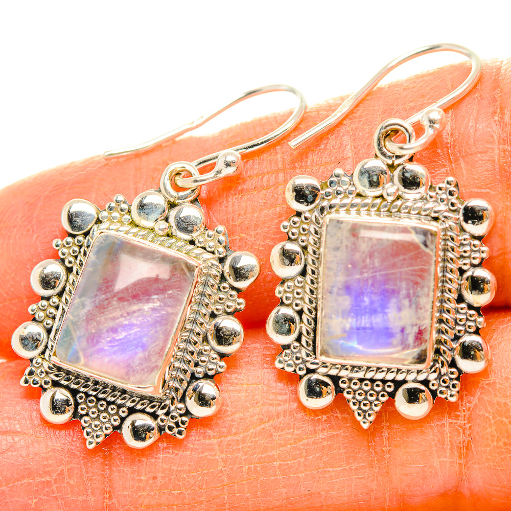 Rainbow Moonstone Earrings handcrafted by Ana Silver Co - EARR429440