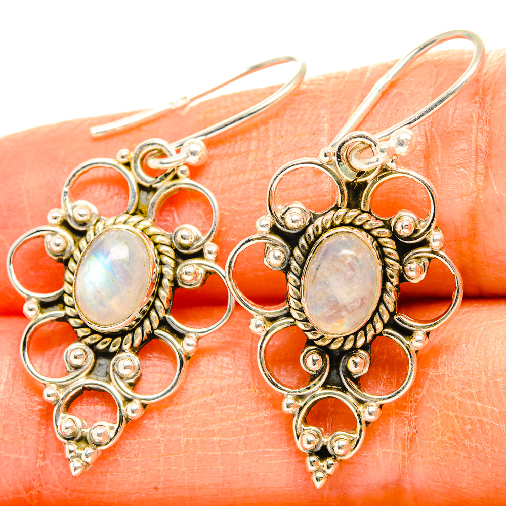 Rainbow Moonstone Earrings handcrafted by Ana Silver Co - EARR429441
