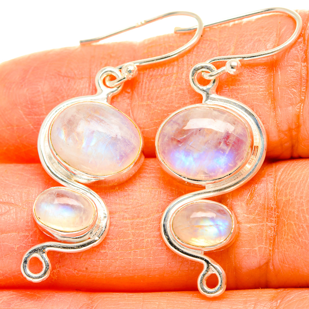 Rainbow Moonstone Earrings handcrafted by Ana Silver Co - EARR429442