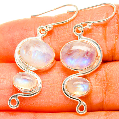 Rainbow Moonstone Earrings handcrafted by Ana Silver Co - EARR429442