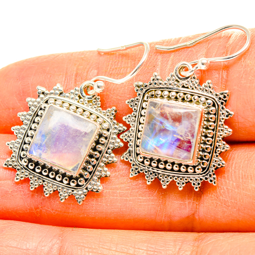 Rainbow Moonstone Earrings handcrafted by Ana Silver Co - EARR429444