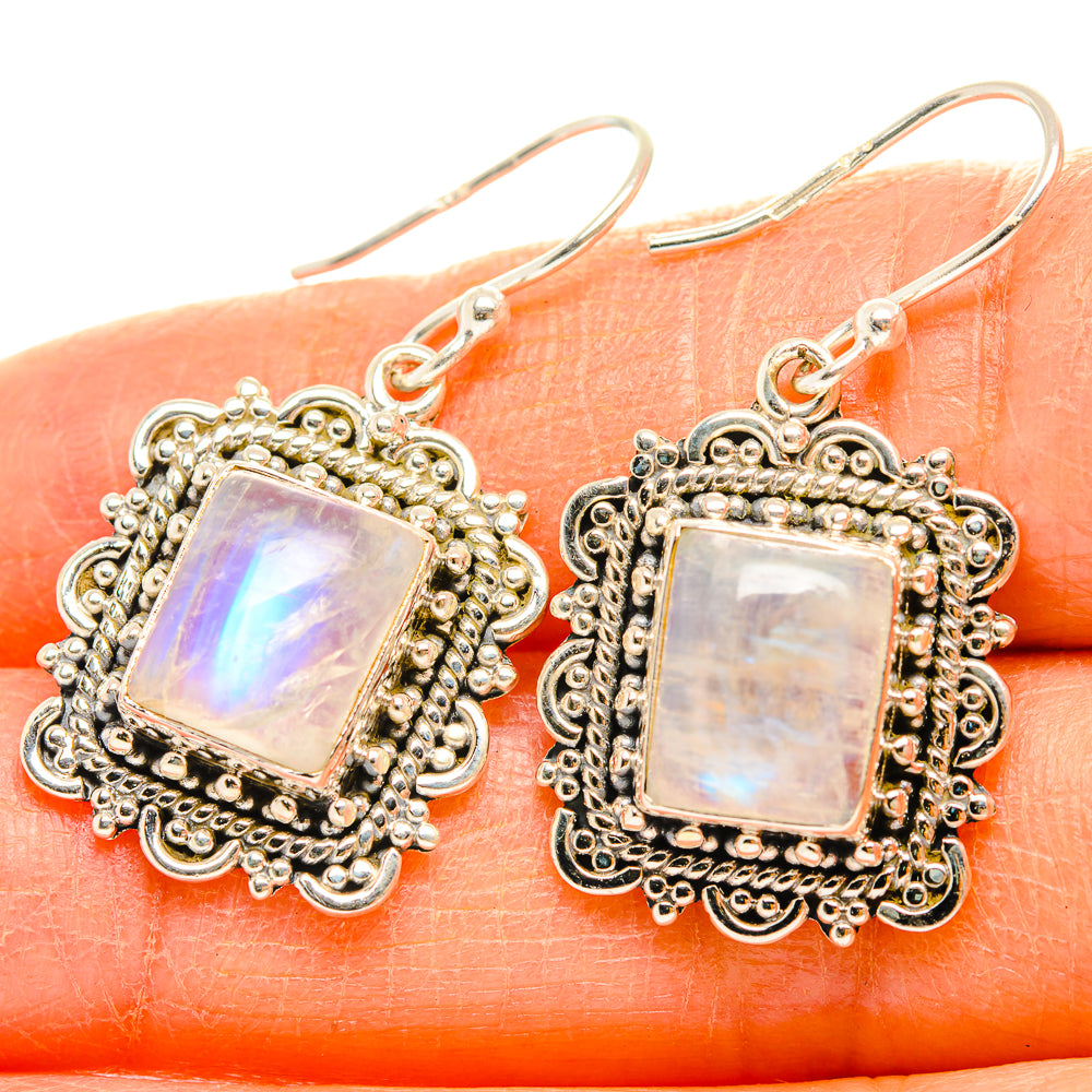 Rainbow Moonstone Earrings handcrafted by Ana Silver Co - EARR429447