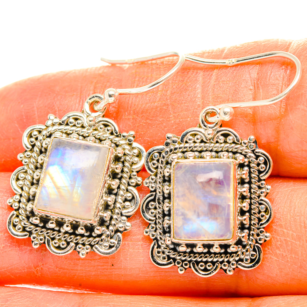 Rainbow Moonstone Earrings handcrafted by Ana Silver Co - EARR429452