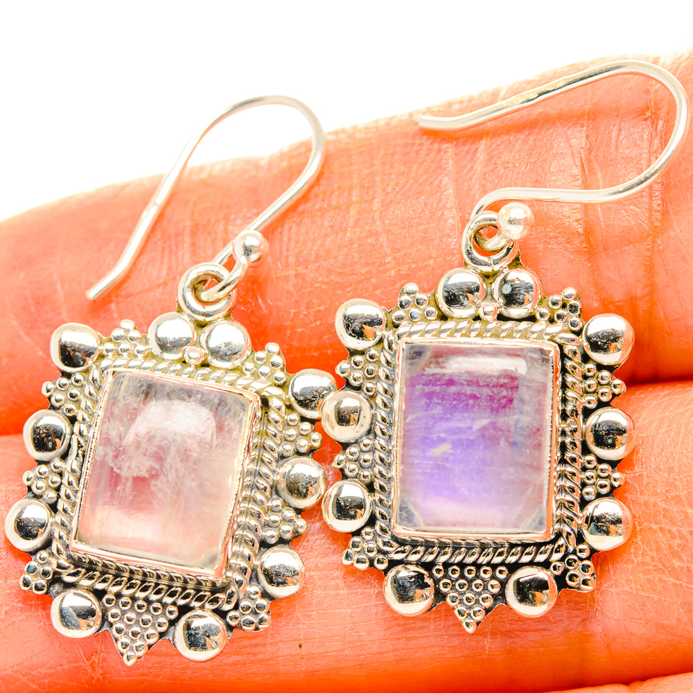 Rainbow Moonstone Earrings handcrafted by Ana Silver Co - EARR429453