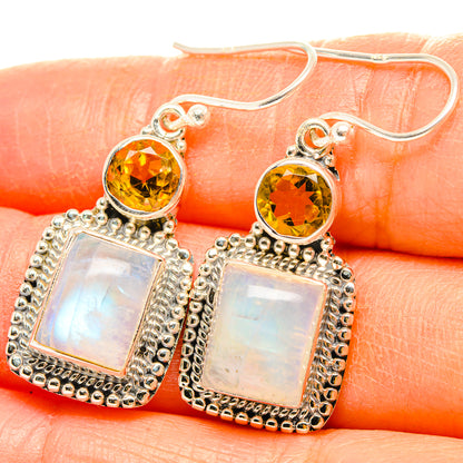 Rainbow Moonstone Earrings handcrafted by Ana Silver Co - EARR429461