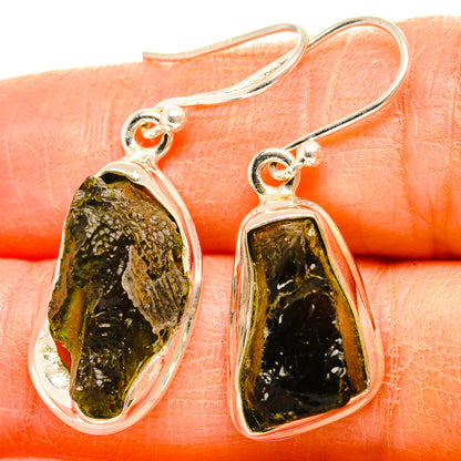Czech Moldavite Earrings handcrafted by Ana Silver Co - EARR429466