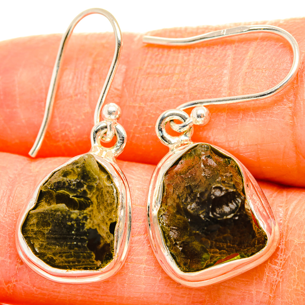 Czech Moldavite Earrings handcrafted by Ana Silver Co - EARR429467