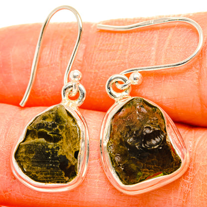 Czech Moldavite Earrings handcrafted by Ana Silver Co - EARR429467
