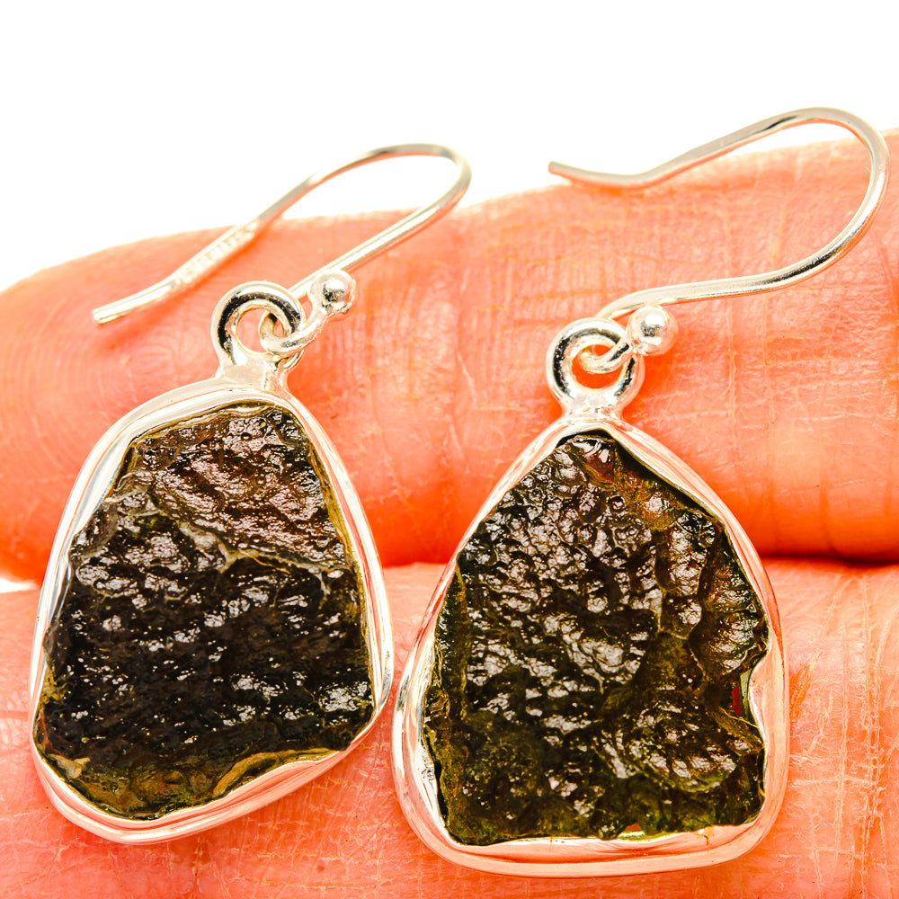 Czech Moldavite Earrings handcrafted by Ana Silver Co - EARR429468