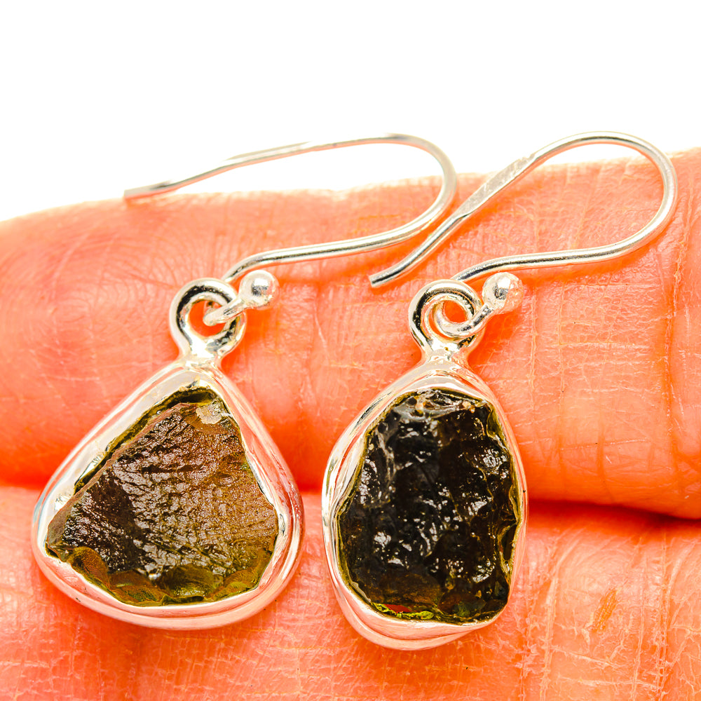 Czech Moldavite Earrings handcrafted by Ana Silver Co - EARR429470