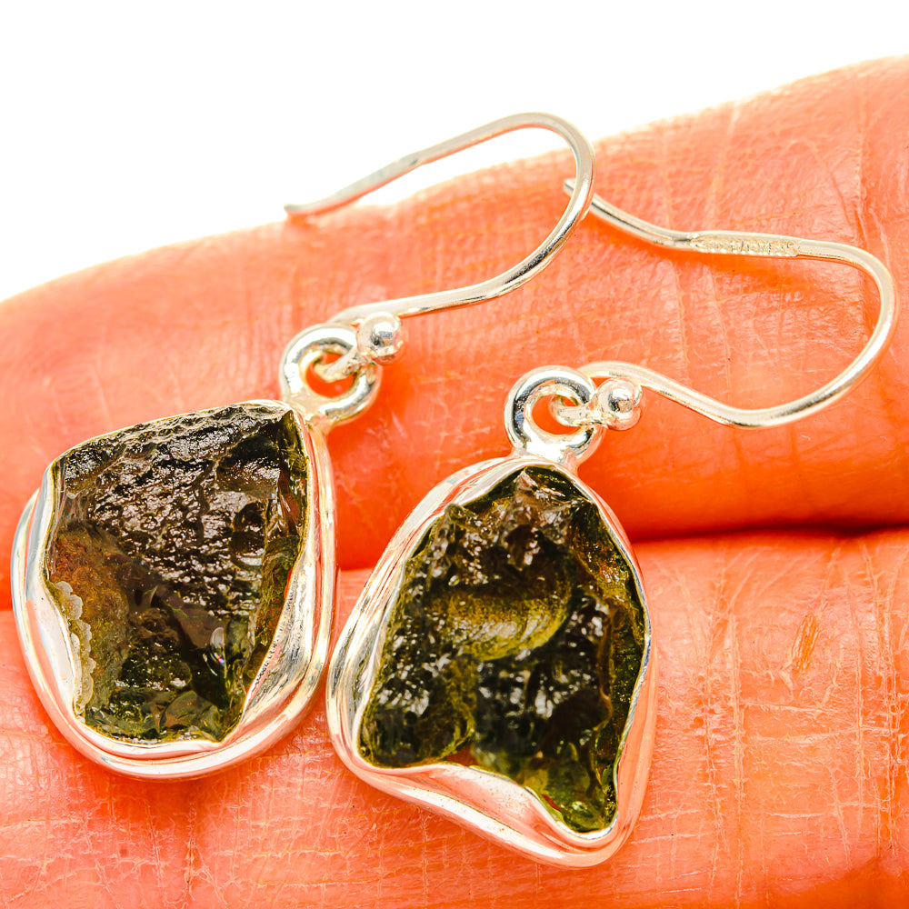 Czech Moldavite Earrings handcrafted by Ana Silver Co - EARR429471