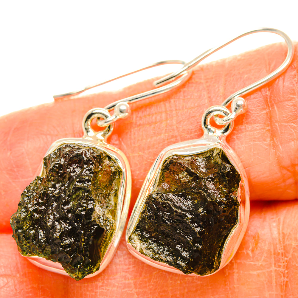 Czech Moldavite Earrings handcrafted by Ana Silver Co - EARR429472