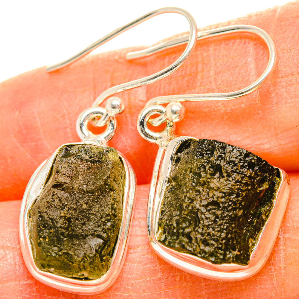 Czech Moldavite Earrings handcrafted by Ana Silver Co - EARR429473