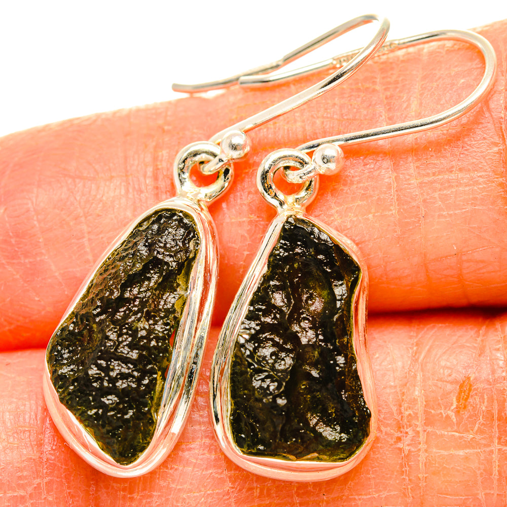 Czech Moldavite Earrings handcrafted by Ana Silver Co - EARR429474