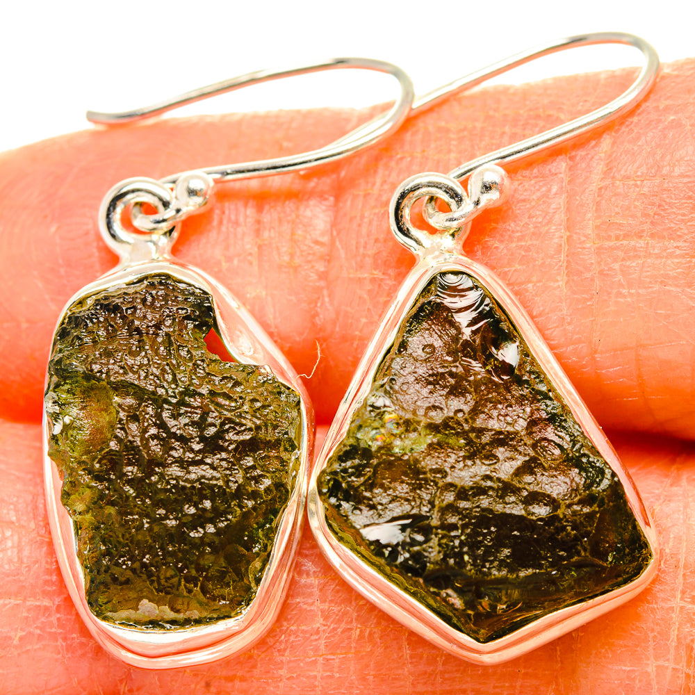 Czech Moldavite Earrings handcrafted by Ana Silver Co - EARR429476