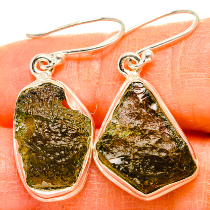 Czech Moldavite Earrings handcrafted by Ana Silver Co - EARR429476