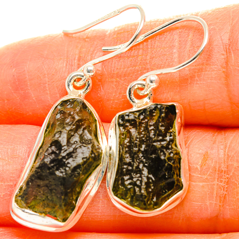Czech Moldavite Earrings handcrafted by Ana Silver Co - EARR429477