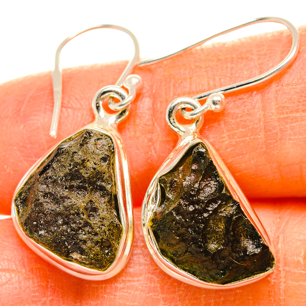 Czech Moldavite Earrings handcrafted by Ana Silver Co - EARR429478