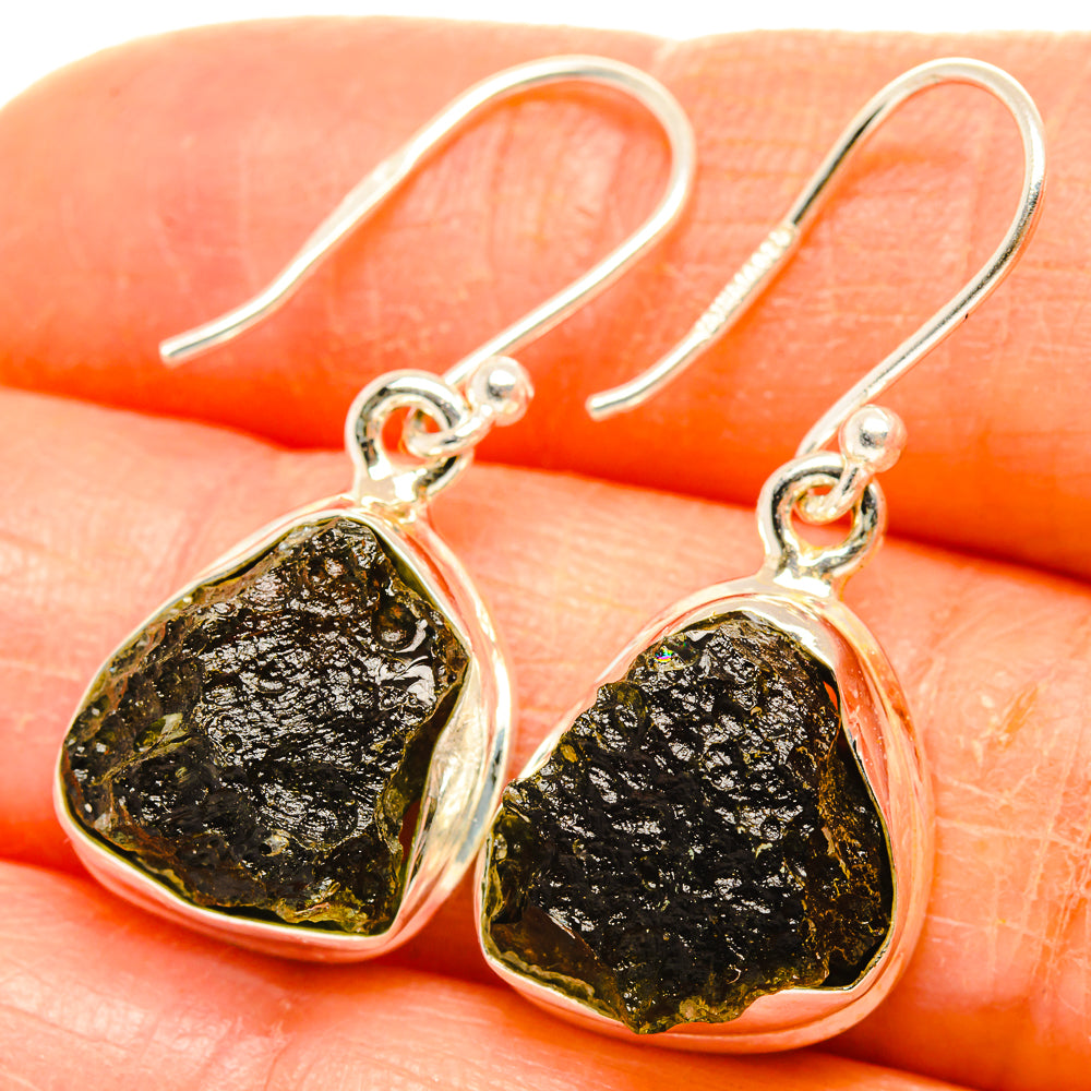 Czech Moldavite Earrings handcrafted by Ana Silver Co - EARR429482