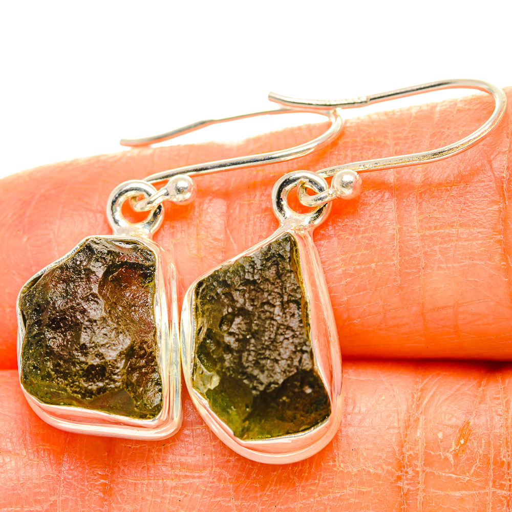 Czech Moldavite Earrings handcrafted by Ana Silver Co - EARR429484