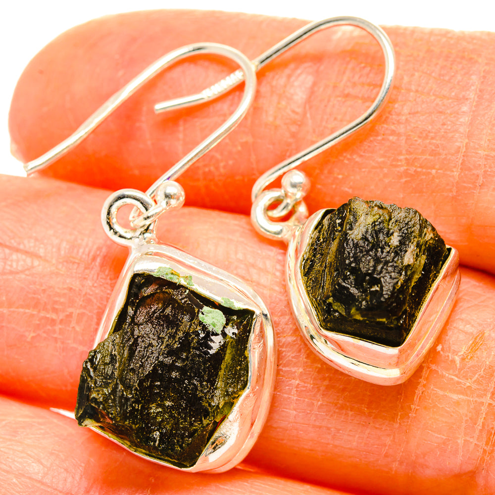 Czech Moldavite Earrings handcrafted by Ana Silver Co - EARR429485