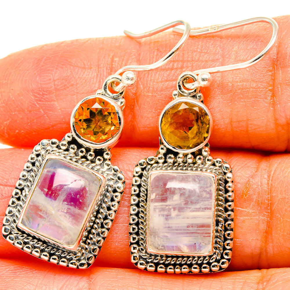 Rainbow Moonstone Earrings handcrafted by Ana Silver Co - EARR429487