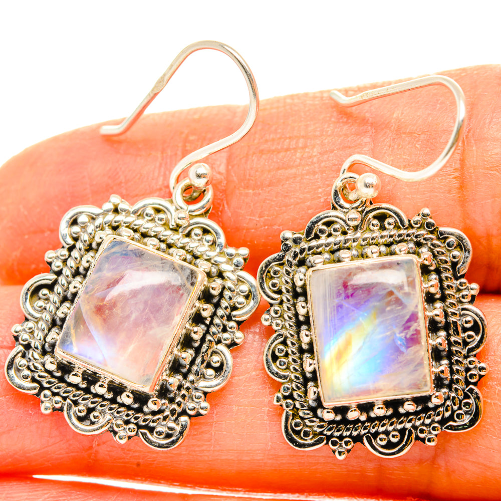 Rainbow Moonstone Earrings handcrafted by Ana Silver Co - EARR429488