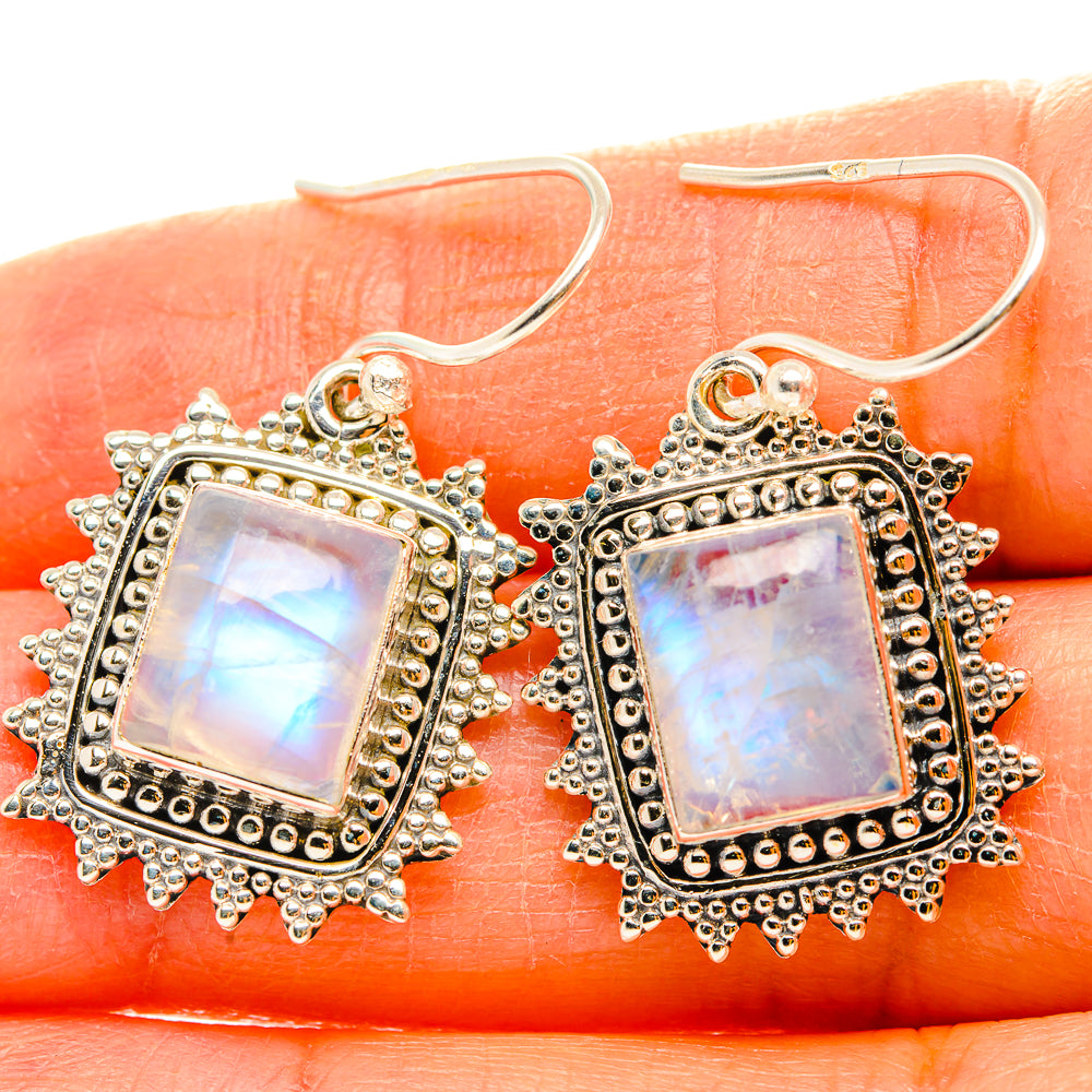 Rainbow Moonstone Earrings handcrafted by Ana Silver Co - EARR429489