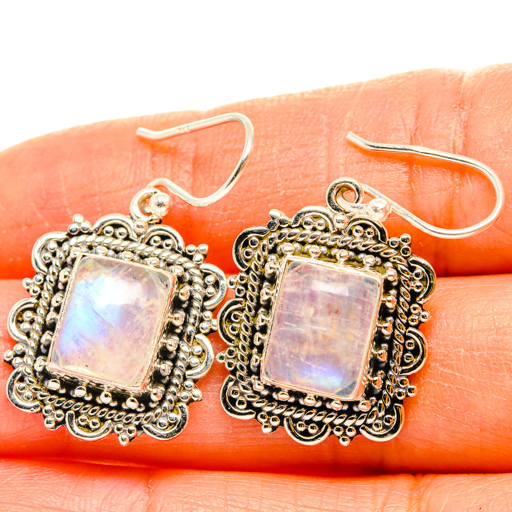 Rainbow Moonstone Earrings handcrafted by Ana Silver Co - EARR429492
