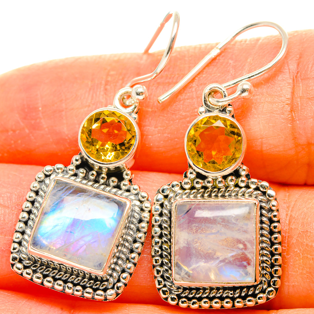 Rainbow Moonstone Earrings handcrafted by Ana Silver Co - EARR429495