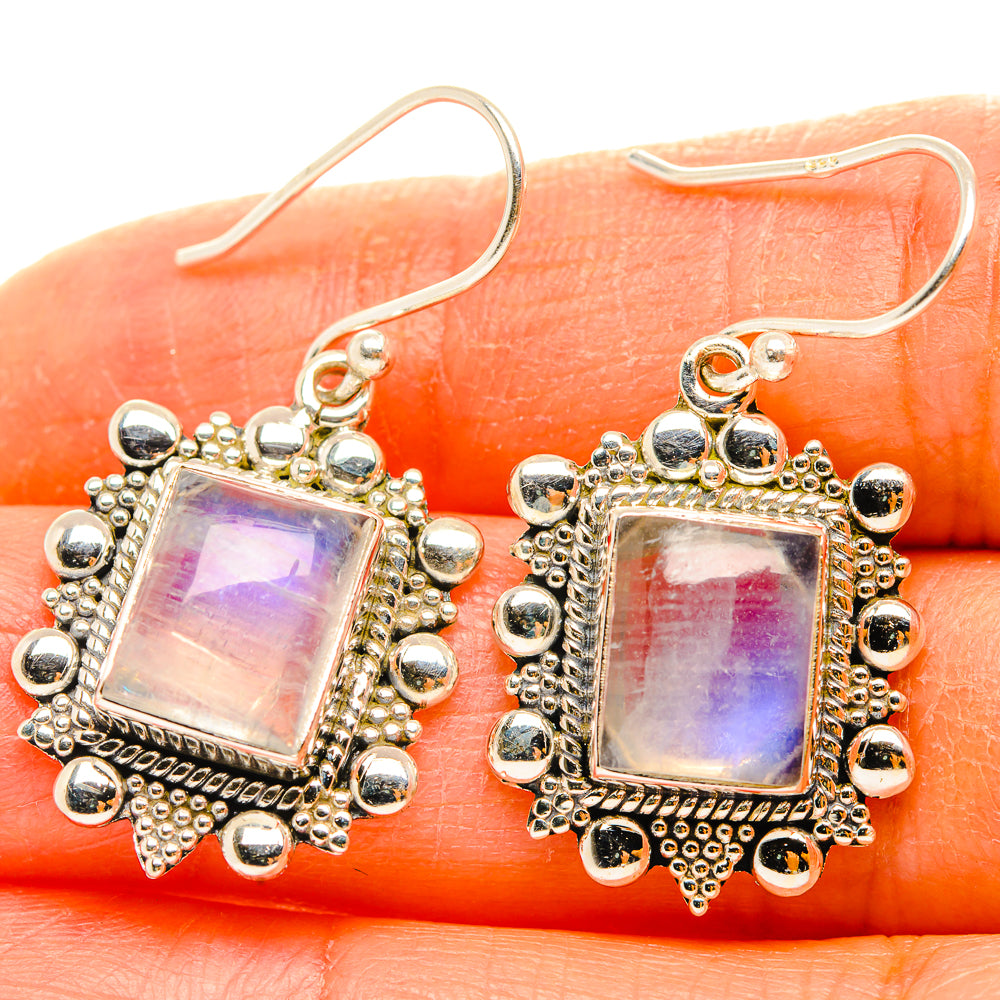 Rainbow Moonstone Earrings handcrafted by Ana Silver Co - EARR429497