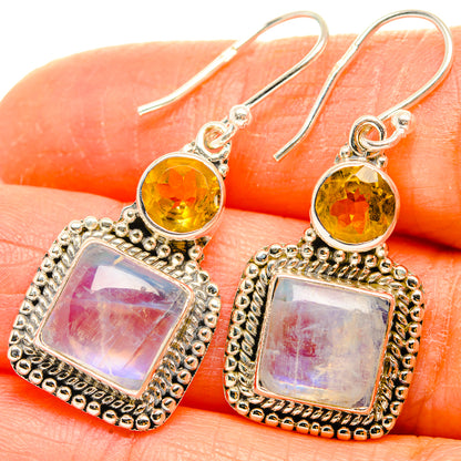 Rainbow Moonstone Earrings handcrafted by Ana Silver Co - EARR429498
