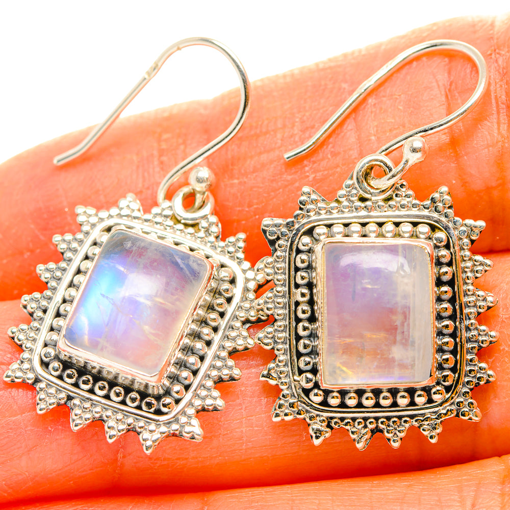 Rainbow Moonstone Earrings handcrafted by Ana Silver Co - EARR429499