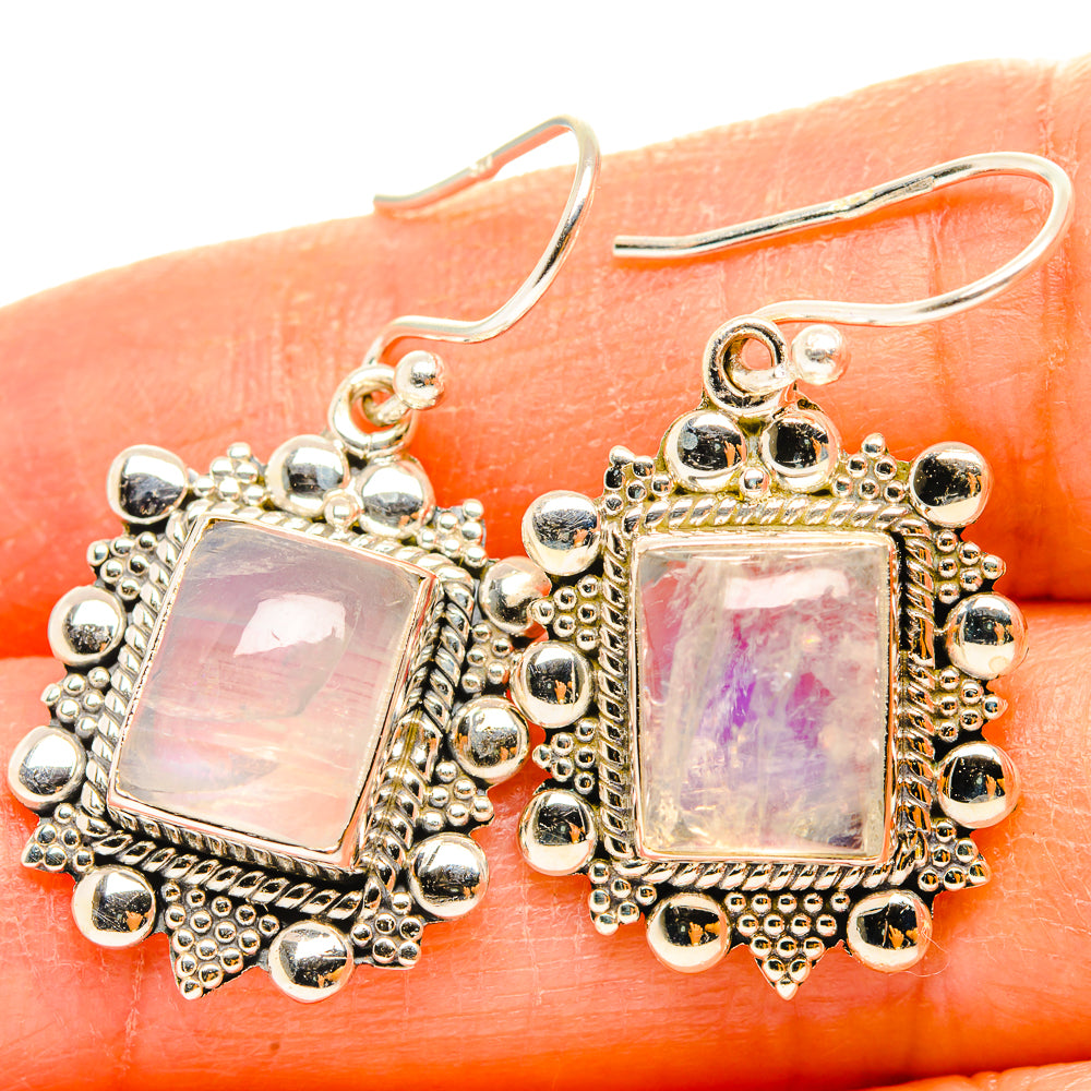 Rainbow Moonstone Earrings handcrafted by Ana Silver Co - EARR429505