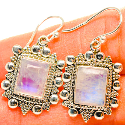 Rainbow Moonstone Earrings handcrafted by Ana Silver Co - EARR429509