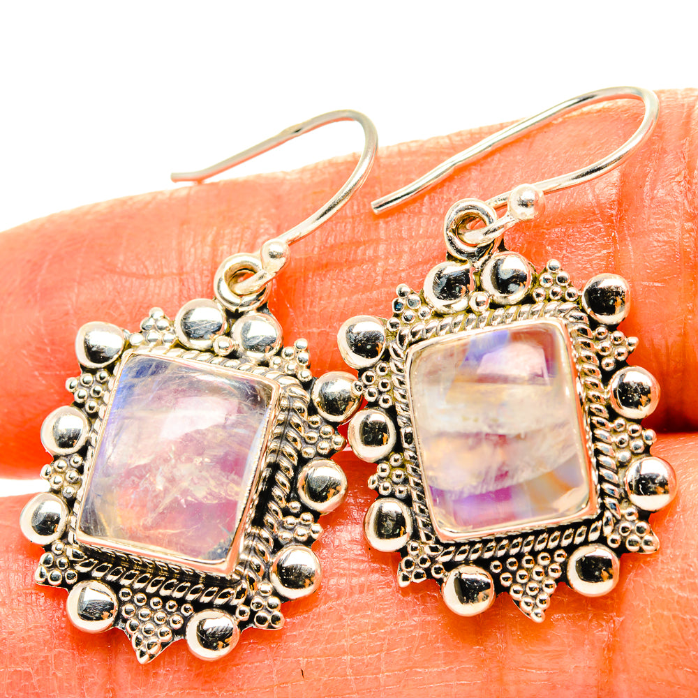 Rainbow Moonstone Earrings handcrafted by Ana Silver Co - EARR429511