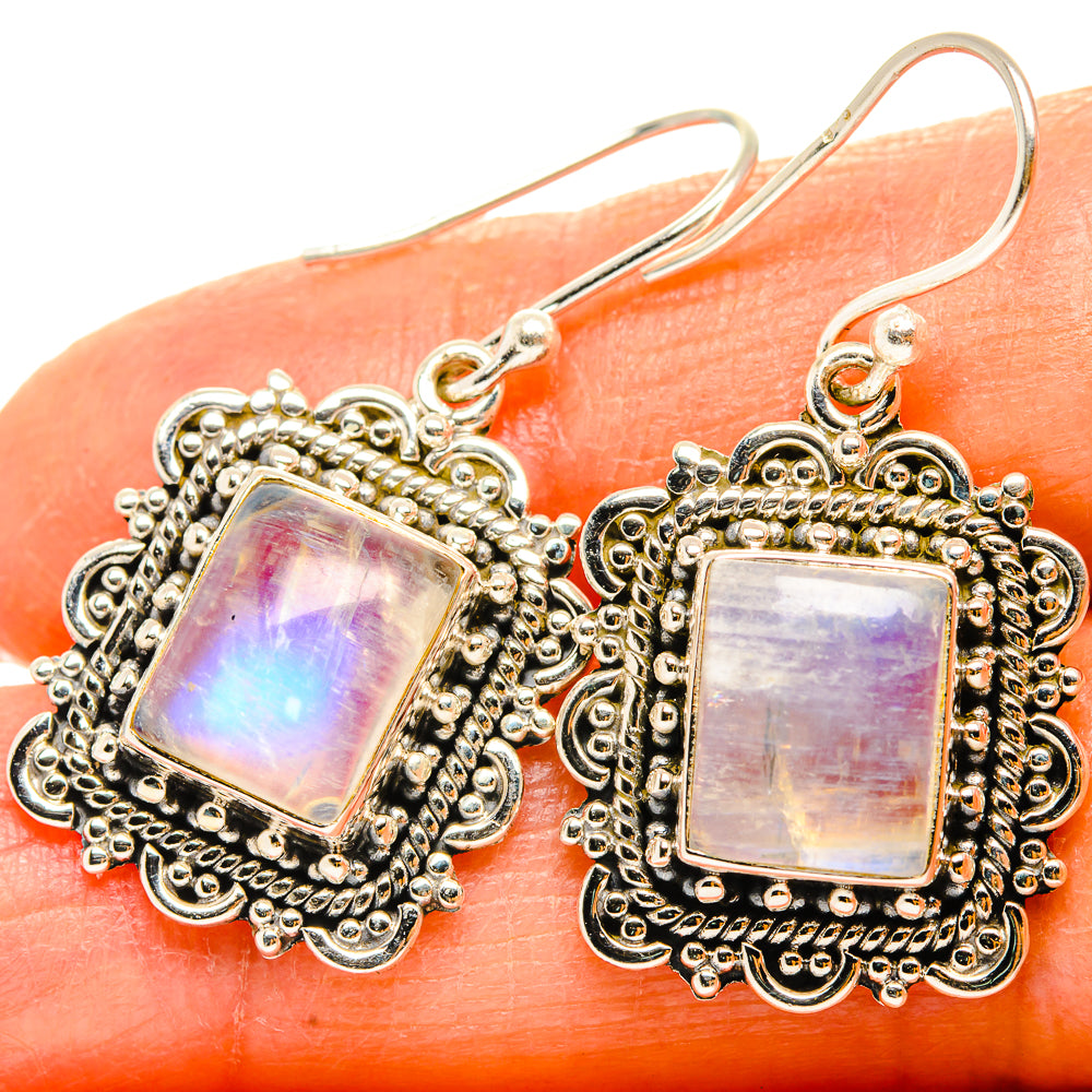 Rainbow Moonstone Earrings handcrafted by Ana Silver Co - EARR429515