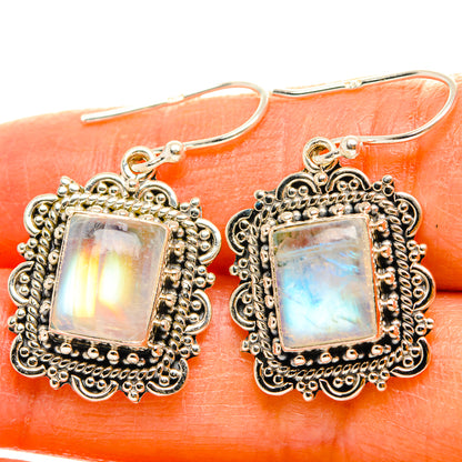Rainbow Moonstone Earrings handcrafted by Ana Silver Co - EARR429516