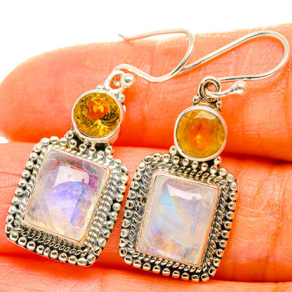 Rainbow Moonstone Earrings handcrafted by Ana Silver Co - EARR429519