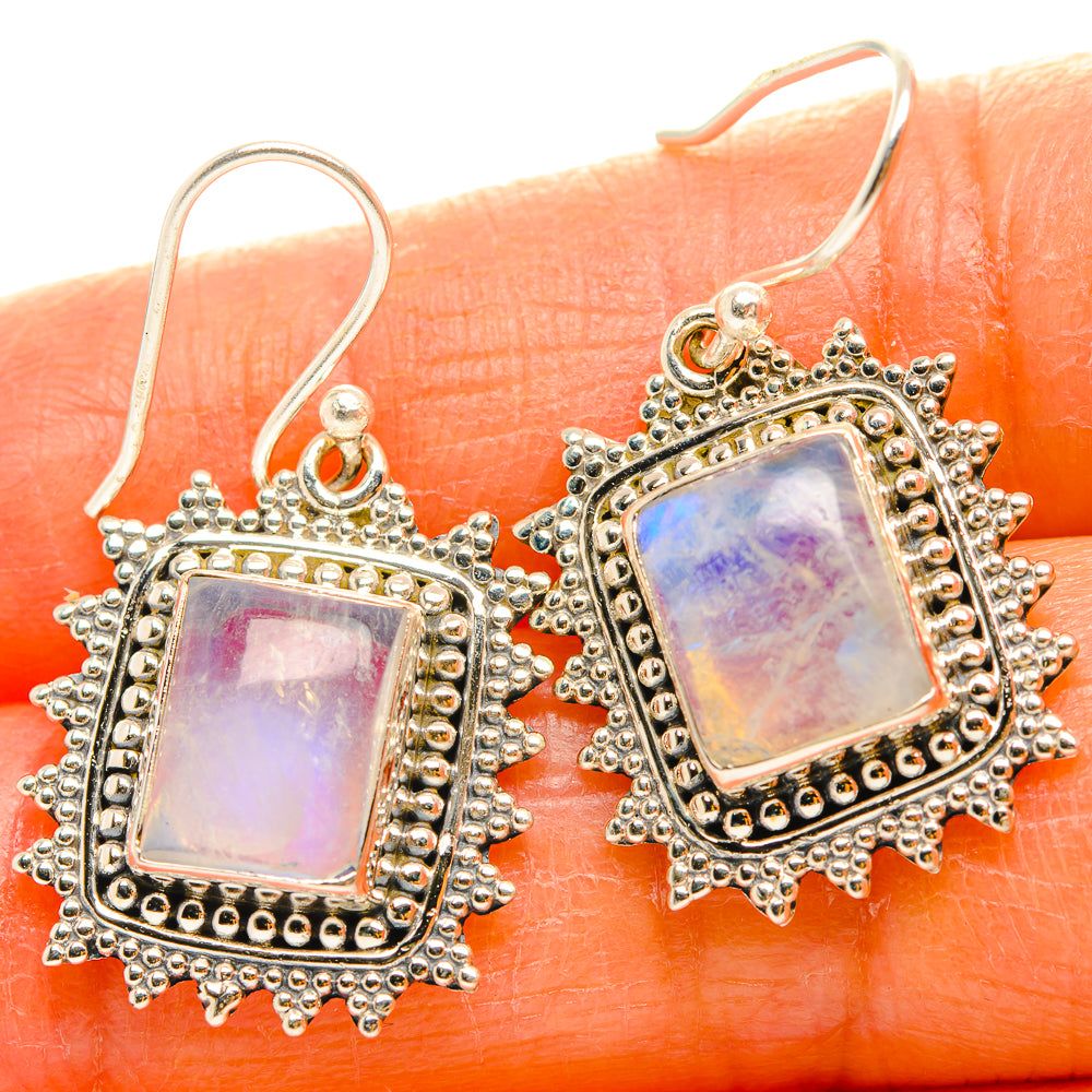 Rainbow Moonstone Earrings handcrafted by Ana Silver Co - EARR429523