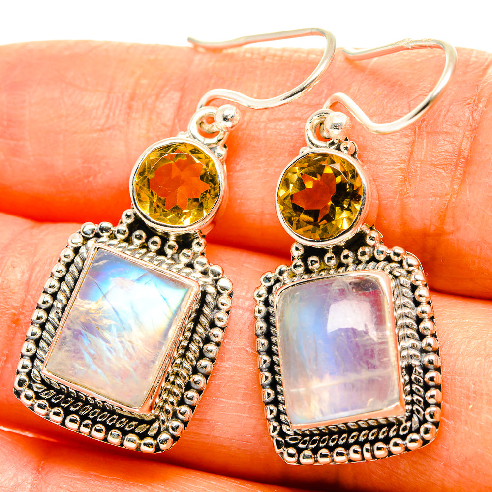 Rainbow Moonstone Earrings handcrafted by Ana Silver Co - EARR429525