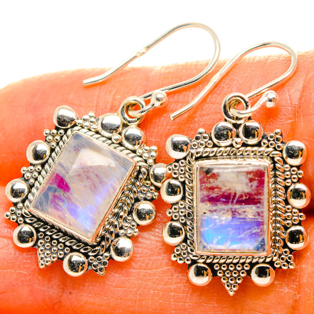 Rainbow Moonstone Earrings handcrafted by Ana Silver Co - EARR429527