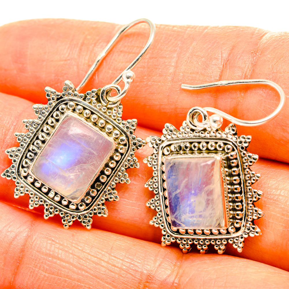 Rainbow Moonstone Earrings handcrafted by Ana Silver Co - EARR429528