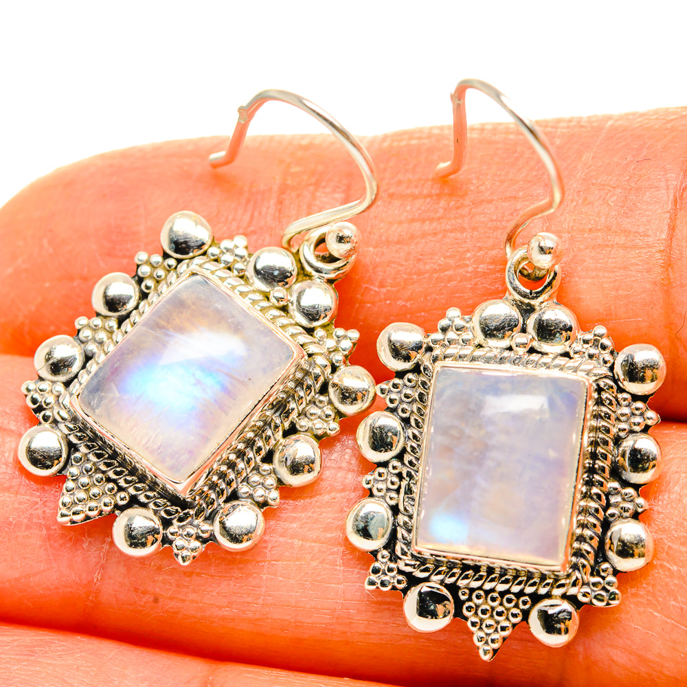 Rainbow Moonstone Earrings handcrafted by Ana Silver Co - EARR429530