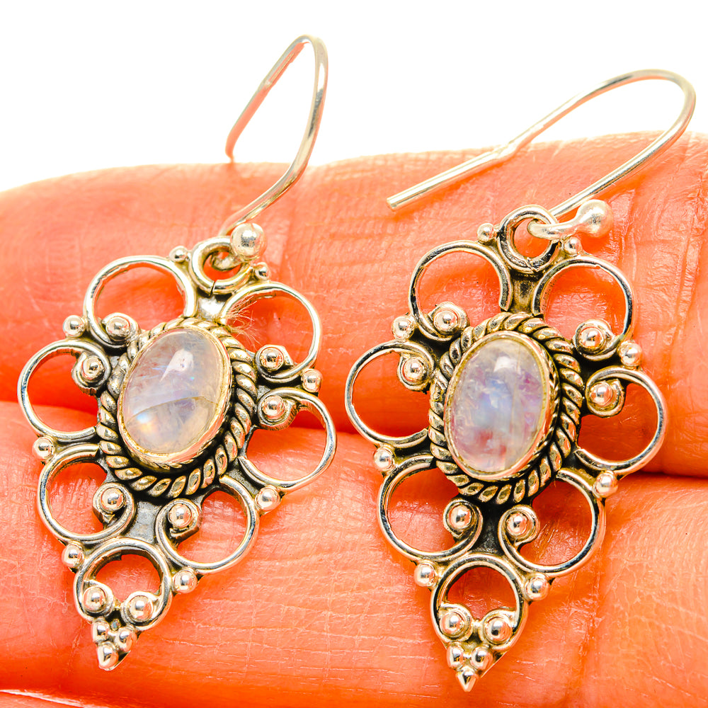 Rainbow Moonstone Earrings handcrafted by Ana Silver Co - EARR429532
